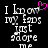 Black background with white pixelated text reading "I know my fans just adore me" and a pink pixelated heart symbol above the text.