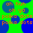 Green background with blue polka dots and orange text reading 'ah huh', 'oh ya', 'polka dots' in repeating pattern.