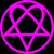 Static 50x50 pixel icon featuring a bright magenta pentagram symbol on solid black background with no additional elements or text.