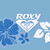 Pixelated blue and white icon with 'ROXY' text above a diamond shape, surrounded by abstract cloud-like forms on light blue background.