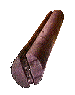 A brown and purple cartoon microphone icon with white dots, transitioning through pixelated states on a light gray background.