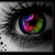 A four- shows a grayscale eye with rainbow-colored iris, pink heart shape, white circle with 'will' text, and empty gray space