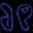 Two side-by-side pixelated icons on black backgrounds, left blue and right purple with glowing outlines.