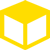 Yellow geometric shape resembling a stylized cube with open sides on gray background.