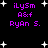 Purple text 'iLySm A&f RyAn S.' on black background with white stars, two identical static frames shown side-by-side.