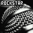 A black-and-white animated icon shows a textured sphere with horizontal stripes rotating clockwise, displaying 'ROCKSTAR' text in the top-left corner.