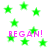 Green star shapes scattered across a white background with pink text reading REGAN! appearing multiple times.