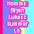 Pixelated text displays names and a phrase on a split background with pink, blue, and gray sections.