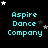 Pixelated cyan text 'Aspire Dance Company' on black background with white and gray stars, varying star positions across frames.