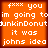 Orange background with white pixelated text reading 'fxxx you im going to dunkinDonut it was johns idea' in four identical