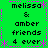 Green background with pink pixelated border and text repeating 'melissa & amber friends 4 ever' in black pixels.
