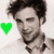 A black-and-white portrait of a person with tousled hair wearing a collared shirt, with a green heart icon in the top-left, blue heart in the top-right, and purple heart in the bottom-left.
