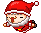 A 5x5 contact sheet of pixel art frames showing a Santa Claus character in various running poses with subtle facial and limb differences across the animation sequence.