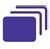 A static icon featuring overlapping dark blue rectangular shapes with rounded corners on a white background.