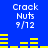 Blue background with white text reading "Crack Nuts 9/12" and yellow horizontal bars in two , showing animation changes between frames