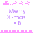 Pixelated pink and purple holiday-themed animation showing Santa's sleigh with reindeer, text 'Merry X-mas! =D', and a cityscape background that changes between frames.