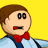 Pixelated character with brown hair, red bow tie, and light blue shirt against solid yellow background.