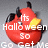 Red cartoon duck with black horns and yellow beak, displaying text about Halloween candy in a