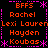 A static digital image displays a of names in orange text on black background with pink decorative borders and asterisks