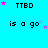 repeated 'TTBD is a go' text with pink and blue stars on cyan background, showing star position changes across frames