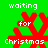 Green background with red snowflake and white text reading 'waiting for Christmas' in pixelated font.