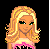 Pixel art contact sheet showing multiple frames of a punk-themed animated buddy icon featuring a blonde female character in various poses with rainbow accessories and checkered leggings, alongside the word "PUNK" on a white background.