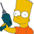 Bart Simpson holds a teal power drill with gray accents, wearing an orange shirt against a white background.
