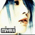 Pixelated close-up of a person's face with blue hair, brown eyes, and light skin; small rectangular text box at bottom left.