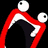Four red-outlined cartoon mouths with white teeth and black interiors, each containing a blue pixelated object or eye-like shape against a black background.