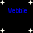 Black background with white star shapes and four instances of blue text reading "Webbie" in a