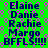 Green background with pink and gray pixelated patterns and repeated dark blue text listing names and "BFFLS!!!"