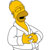 Pixelated yellow character with black eyes and mouth, wearing white shirt, holding large golden object against white background.