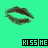 Four pixelated mouth icons on a green background with text labels below each icon.