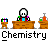 Animated contact sheet of a chemistry-themed buddy icon showing frame-by-frame changes in character appearance and lab equipment, with consistent "Chemistry" text below each frame.