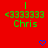 Red background with green text and blue heart symbols, showing two identical side-by-side pixel art designs.