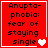 Red square with black text reading "Anuptaphobia: fear of staying single" and white heart symbols changing across frames.