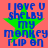 A static image with a bright pink background featuring four identical green stars and blue text reading "I love U shelby my monkey flip on" arranged in two