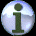 A silver metallic sphere with a green lowercase 'i' symbol, shown in multiple views including front, side, and rotated positions against black background.