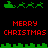 Pixel art animation of green sleighs with reindeer and red "MERRY CHRISTMAS" text on black background, alternating between two distinct frame sets.