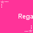 Pink background with repeated white text 'Rega' and star-shaped icons in various states of animation.