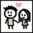 Pixelated cartoon couple holding hands under a pink heart, with the male figure in a green shirt and the female figure in a beige dress.
