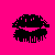 Pixelated kissing lips icon split into two frames with contrasting color schemes on a contact sheet.