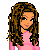 Pixelated image of a woman with long brown hair in a pink top, with text "Let Love Me You" on a pink background.