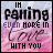 nine identical showing text 'IN FAMING EVEN MORE IN LOVE WITH YOU' over pink and blue gradient background with subtle cloud patterns