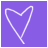 Animated sequence of a white heart outline on purple background with small white hearts appearing and disappearing at various positions.