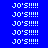 Pixelated text 'JO'S!!!!' repeated in a on blue and light blue backgrounds with no visible animation changes