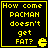 Four identical display yellow pixelated text on black background with Pac-Man icon, each containing the phrase "How come PACMAN doesn't get FAT?"