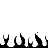 Black and white pixelated flame shapes arranged horizontally against a white background, with varying heights and forms.