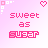 identical pixel art icons featuring pink text 'sweet as sugar' on a light pink background with small heart and square symbols in the corners