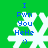 Green background with white snowflake-shaped icons containing blue text "I Pwn You HeHe :)" in pixelated font.
